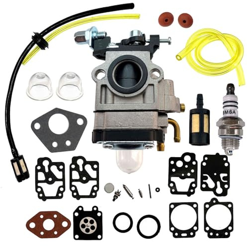 BOOSTI Vergaser mit Zündkerze Reparatursatz Satz für Florabest FBS 43 A1, FBK 4 B2 4in1, Parkside PBK 4 A1, PBS 2 A1 Motorsense Kombigerät
