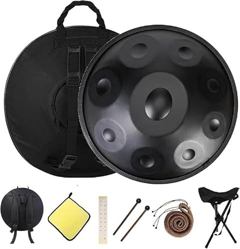 22 Inches Kurd Handpan, 432Hz 440Hz Drums For Adults, D Minor - 9/10/12 Note Hand Pan Drum With Soft Bag, Mallets, Stand, Steel Instrument(Blue,440HZ/12Note)