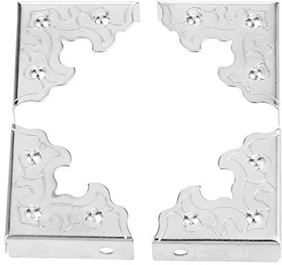 Dophee Box Corner Protector 10Pcs 25mm Vintage Style Metal for Jewelry Box Case Cabinet Silver