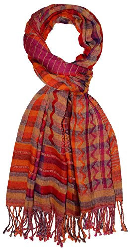 Lorenzo Cana High End Pashmina Schaltuch aus 90% Baumwolle mit 10% Wolle Stola Herrenschal Naturfaser Schal Markenschal Fransen gewebt 70 x 180 cm