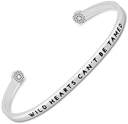 SIMPLE PLEDGE | Wild Hearts can't be Tamed Armreif | Armband Damen mit Gravur in Silber, Gold, Roségold | Perfekt als Schmuck Geschenk | Schwarze Gravur