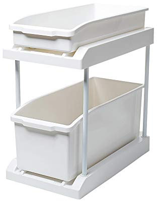 LTLWSH Etagenregal mit 2 Ausziehkörben, Einbauschublade für Küchenschränke,22.4x40x40.5cm Korbauszug Schublade für spülschrank