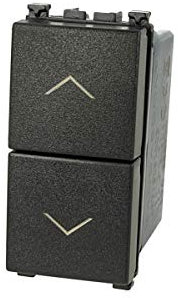 Pulsante Doppio Tasto Saliscendi 1P+1P 16A Nero Compatibile con Vimar Arke