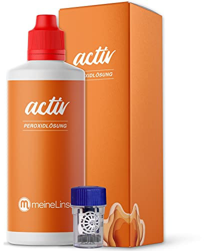 meineLinse activ Peroxidlösung 1 x 360ml + 1 Behälter - für die schonende Reinigung weicher & formstabiler Kontaktlinsen - konservierungsmittelfrei (1x 360ml + 1 Behälter)