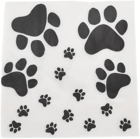 Happium 20 Pieces Puppy Paw Print Napkins, Puppy Paw Party Napkins Disposable Animal Paw Print Tableware Dinner Napkin for Dog Pet Paw Birthday Party Supplies