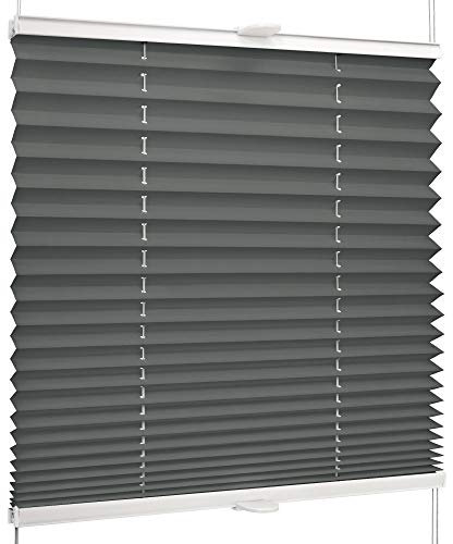 SchattenFreude Basic Klemmfix-Plissee für Fenster | Mit Klemm-Haltern | Ohne Bohren | Anthrazit, Breite: 140cm x Höhe: 150cm
