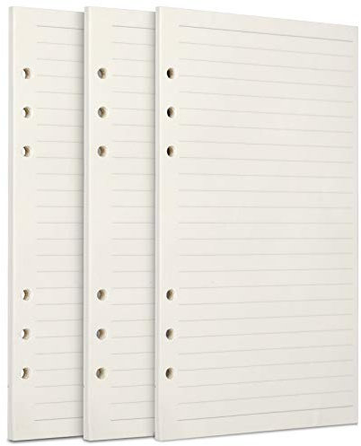 A6 Papier, [3 Packungen] Toplive 100GSM dickes Nachfüllpapier 6 Löcher Nachfülleinlagen Loose Notizpapier A6 Refill Paper 135 Blätter (270 Seiten) für 6 Ring Binder Notizbuch, Linie Papier