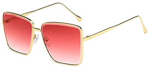 WQZYY&ASDCD Sonnenbrille Herren Damen Hochwertige Quadratische Metallrahmen-Frauen Vintage Brille Weibliche Männer Brille Männlich-Rot