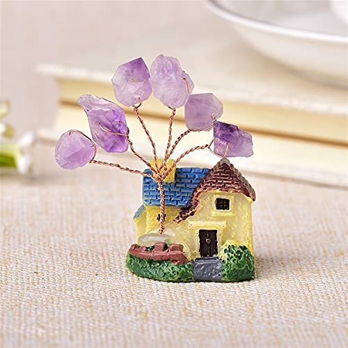 TYUTYU 1 stücke Natürliche Amethyst Baum Kristall Quarz Mineral Ornamente Dekoration Pavillon Dekorieren (Color : Dark Khaki)