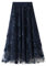 SotRong Tüllrock Blau Damen Midi Überlagerter Mehrlagiger Elastischer Hoch Taillierter A Linien Tutu Rock Mesh-Chiffon-Faltenrock mit Blumendekoration