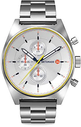 DeTomaso D10 Chronograph Limited Edition White Herren-Armbanduhr Analog Quarz Stainless Steel Silber