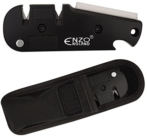 Mini Pocket Knife Sharpening & Survival Metal Tactical Tool Knife Diamond Sharpening Rod Quickly Repair, Restore and Hone Straight and Serrated Blade Hunting Fishing Hiking Camping (Black)