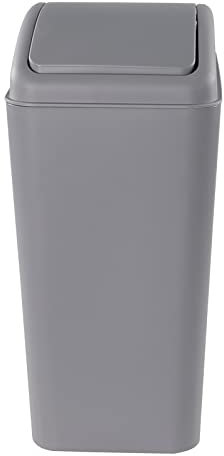 AnnkkyUS Plastic Trash Bin with Swing Lid, 16 L Small Garbage Bins, Grey