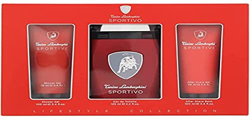 Lamborghini Sportivo 3-teiliges Geschenkset: Eau de Toilette, 125 ml, Duschgel, 100 ml, Aftershave Balsam, 100 ml