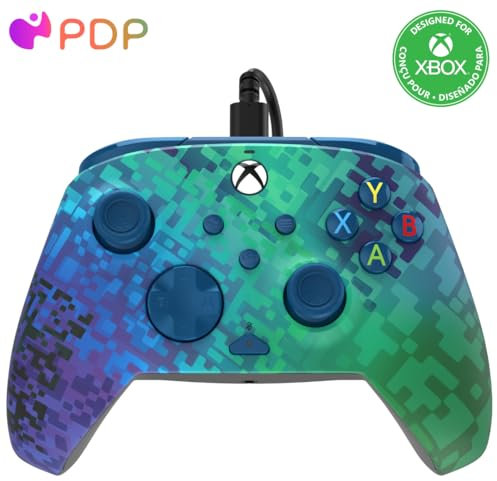 PDP REMATCH XBOX verkabelt Controller GLITCH Grün für Xbox Series X|S, Xbox One, Offiziell Lizenziert