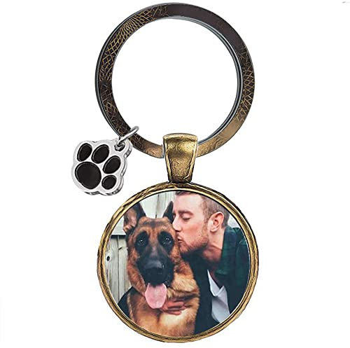 Eletizy Benutzerdefinierter Haustier-Foto-Schlüsselanhänger, personalisierter Foto-Pfotenabdruck-Erkennungsmarken-Schlüsselanhänger, gravierter Schlüsselanhänger, Tierliebhaber (Bronze)