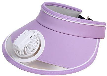 Baoblaze Sonnenblende Hüte mit Ventilator USB Wiederaufladbar, Fan Visor Hat Kühlmützen, Sommer Cap mit Ventilator, Fan Cooling Hat, Sonnenschutz Kappe Kühler Lüfter für Outdoor Camping, Violett