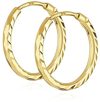 NKlaus Paar 10mm Creolen 333 Gelbgold 8 Karat Ohrringe 1,1mm breites Damen Ohrschmuck 14798