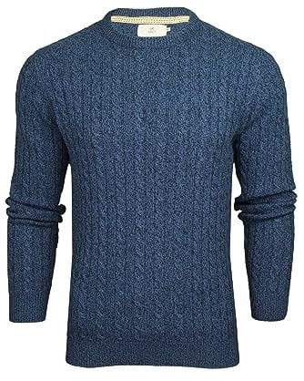 Xact Men's Sustainable Cotton Rich Cable Knit Jumper (Light Denim) M