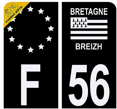 HADEXIA Self-Adhesive Number Plate Sticker for Motorbike Department 56 Morbihan Black
