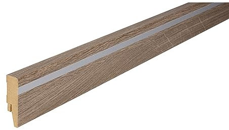 Kosche | Battiscopa | Mdf | 16 x 58 x 2500 mm | Marrone chiaro | Argento | Batteboard | Alta qualità | Robusto | 125 metri