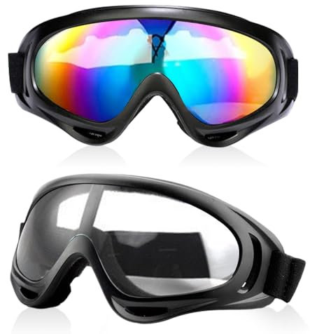 Udbrud Masque de ski, 2 Pièces Lunettes Tactiques Polarisées Lunettes de Ski Masques Snowboard Lunettes de Plein Air Lunettes de ski snowboard anti UV pour Garçons et Filles, Hommes & Femme
