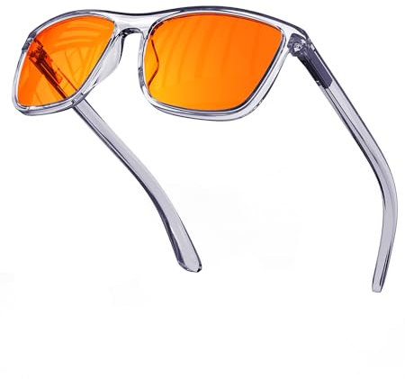 Bloomoak-99% Blaulicht-blockierende Brille-Gaming-Brille-blendfrei-Anti-Ermüdung-geeignet für Bildschirme, Fernseher (Orange–99%–Grau Transparent, Rechteckig, Orange - Night)