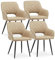 CLIPOP Esszimmerstühle, 4er Set, Polsterstühle mit Armlehnen, Metallbeine, Cream Kunstleder Bezug, bis 150 kg belastbar, für Arbeitszimmer, Wohnzimmer, Schlafzimmer