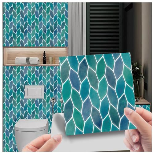Mattonelle Adesive,Xiuyer 25Pcs 15cmx15cm Mattonelle Adesive Bagno Mattonelle Adesive Cucina Adesivi Murali Cucina Piastrelle Adesive Muro Adesivi Per Piastrelle Mosaico Piastrelle (foglia)