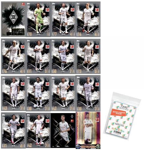Bundle mit Topps Match Attax Bundesliga - 2023/24 - Mannschaftspaket - Borussia MÖNCHENGLADBACH + Exklusive Collect-it Hüllen