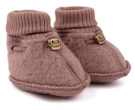Mikk-line Woll Hausschuhe Kinder 74/80 Burlwood | Krabbelschuhe Baby in Wool Und Polyster Für Mädchen und Jungen | Woll-Babysocken | Lauflernschuhe Baby | Babyschuhe 0-6 Monate