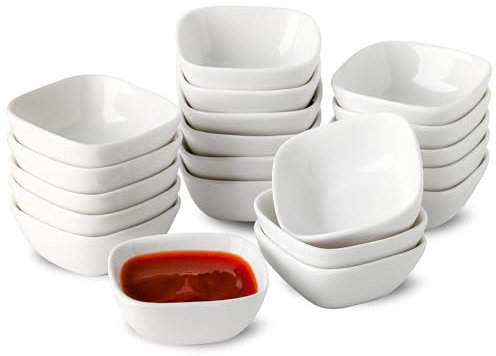 UIBFCWN Juego de 20 Cuencos para Salsa, 7,3 x 7,3 x 3cm, Cuencos Aperitivos, Cuencos para Sushi, Cuencos de Porcelana para Salsas de Soja, Mini Cuencos Para Charcutería de Sushi, Cuadrados