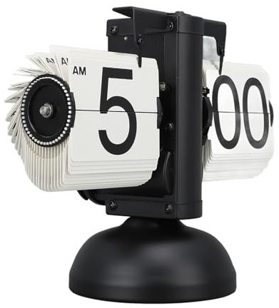 Horloge de Bureau à Rabat 12 Heures Petite Échelle Horloge de Table Mécanique à Bascule Vintage Rétro Horloge Numérique Rabattable pour Salon, Café, Bureau (#2)