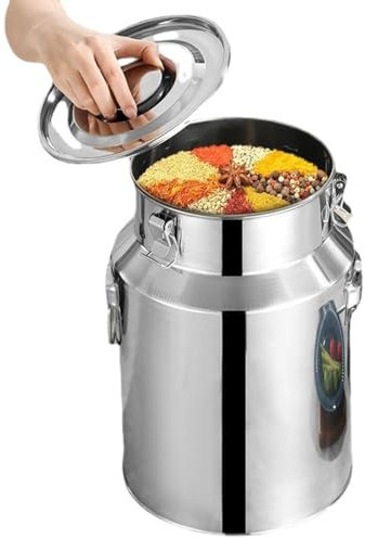 GoHaiDe Jarra para Transporte de Leche de Acero Inoxidable Jarra de Leche hermética con Tapa y asa de Transporte para Guardar arroz, té, vinagre, Leche, Agua y Miel,5L