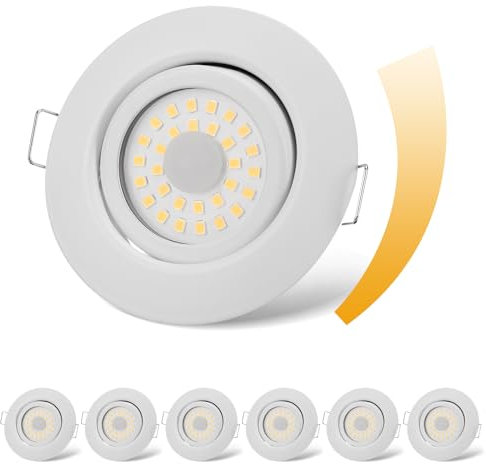 cloksh LED Einbaustrahler 230V Flach Dimmbar LED Spots 6W IP44 Bad Einbauleuchten Weiß Deckenspots Deckenstrahler,Neutralweiß 4000K Schwenkbar Einbauspots für Badezimmer Küche Wohnzimmer,6er Set