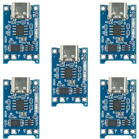 TP4056 USB C Module Charger 18650 USB 5V 1A LiPo Battery 3.7V with Short Circuit Protection Battery and Deep Discharge 5pcs