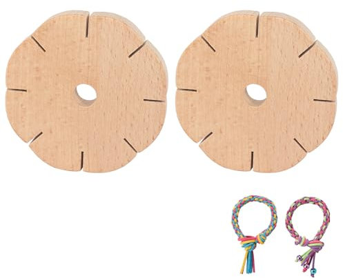 2 Stück Kumihimo Flechtscheibe Armbänder Knüpfen Knüpfstern Aus Holz Perlen Weben Set für DIY Armbänder Geburtstag Festival Geschenke