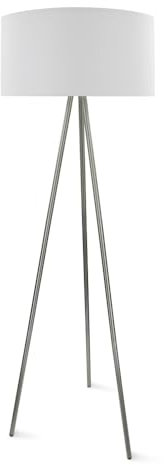 MeLiTec Tripod Stehleuchte ST51, Stehlampe im skandinavischen Stil, ideal für Wohnzimmer und Schlafzimmer, mit drei Füßen aus Metall, grau und Schirm weiß
