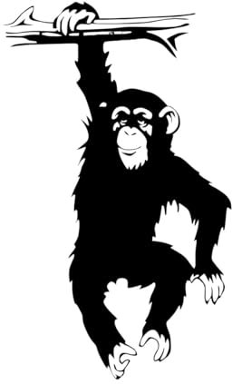 Wandaufkleber, Vinyl, Affe mit Rüssel, Gorilla, Affe, wilde Dschungeltiere, Vinyl-Wandaufkleber, Dekoration für Zuhause und Kinderzimmer, klein – 34x57cm