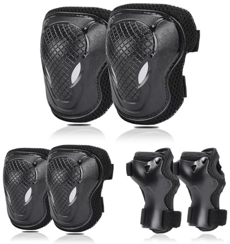 BURSUNLY Kinder Protektoren Set - Knieschoner, Ellenbogenschützer, Handschoner für Inliner, Fahrrad, Skates, Scooter, Rollschuhe - Verstellbare Schoner