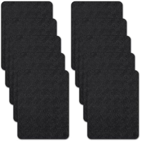 ZEYIYER 10 Stück Bügelflicken Schwarz, 12,4 x 9,4 cm Flicken zum Aufbügeln, Aufbügelflicken Iron on Repair Patches, Patches zum Aufbügeln für die Reparatur Kleidung Kindern und Erwachsenen