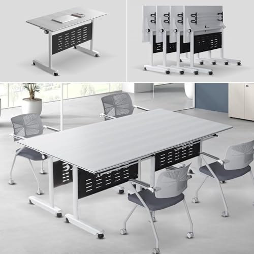 WTLONBF Konferenztisch, Klappbare Konferenzraumtische, 4,6 Fuß großer, Faltbarer Besprechungstisch, Schulungsseminartisch mit Lenkrollen