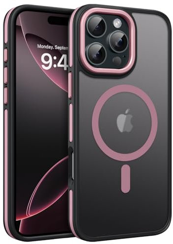 GaoBao Cover Magnetica per iPhone 16 Pro Max 6,9, [Compatibile con MagSafe] Custodia Traslucida Opaca Protettiva Sottile Antiurto Retro Resistente Anti-Scivolo Case per iPhone 16 Pro Max 6,9, Rosa