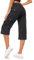 Moosehill Hose Damen 3/4 Cargo Caprihose Wanderhose Wasserdicht Trekkinghose Atmungsaktiv Cargohose Sommerhose Stretch Outdoor Sport Reise Hose Mit 6 Taschen(Schwarz,3XL)