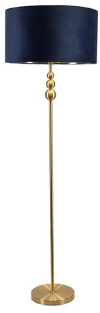 ValueLights | Marissa Brushed Gold Floor Lamp with Navy Velvet & Gold Inner Shade & Warm White Bulb | Floor Lamps, Home Décor & Improvement Essential