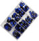 Elegant Pack of 120 Blue Nails with French Tip, Short Square for Pressing Nails, Artificial Nails, Art Accessories for Fashionable Women