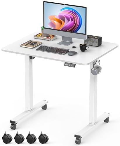 Xyndyx Höhenverstellbarer Schreibtisch, 80x60 cm, Glattes Einteilige Tischplatte, elektrischer Schreibtisch höhenverstellbar, Computertisch mit Memory Funktion, Weiß