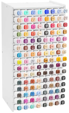 Qivine Marker Organiser, Art Marker Storage Rack Hold 120/240 Markers, Desk Organizer Marker Holder Art Supply Pencil Storage Stand All-in-One Pen Storage for Home Office Desk Classroom (120 holes)