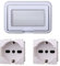 Kit Placca Scatola 504 Premontato IP55, 4 Moduli 2 Prese Schuko P40 Universale 10/16A, Compatibile Con Bticino Living, Colore Bianco, Placca Stagna Idrobox Incasso Da Esterno