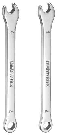 QUARKZMAN 2 Stück dünn Kombischlüssel 4mm Offset Maulschlüssel für Auto | 6-Punkt-Box und 15° abgewinkelter offener End Mini 30Cr13 Edelstahl Abschrecken Polnisch metrischer Schraubenschlüssel